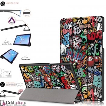 Dirbtinės odos atverčiamas dėklas - graffiti (planšetei Samsung Tab A8 10.5 (X200/205)